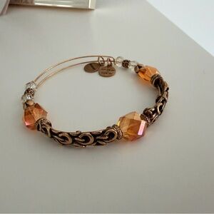 Gold-Tone Alex and Ani Bracelet with Amber Crystal Beads